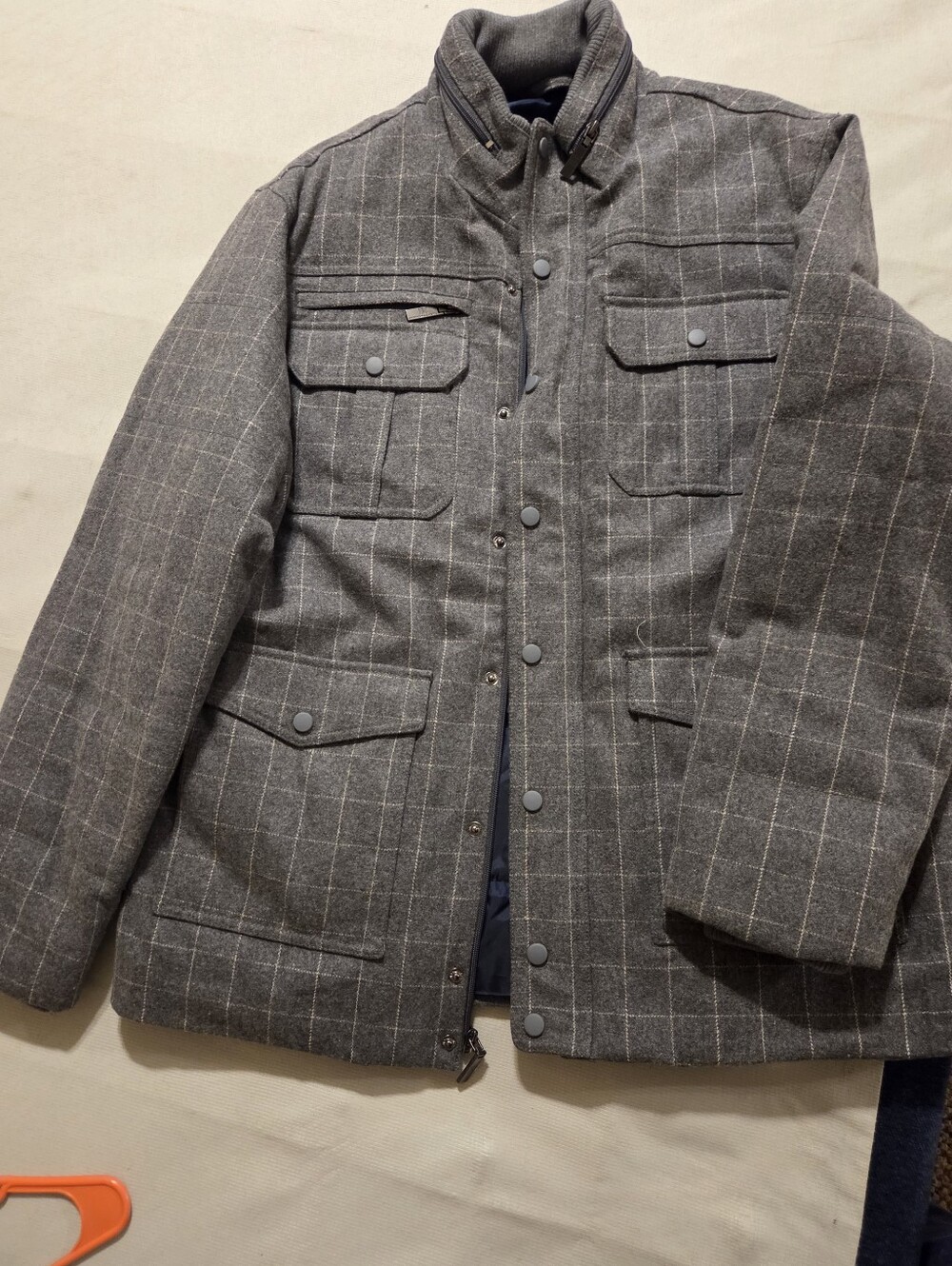 INC International Concepts Gray Windowpane Field Jacket